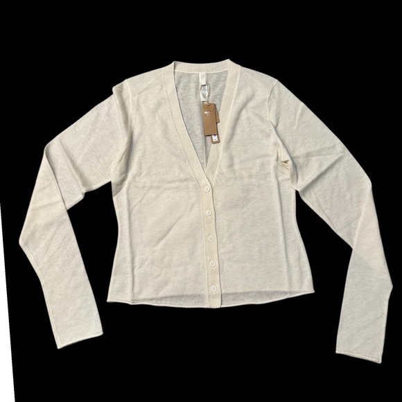 Skims Featherweight Cashmere Cardigan Size Sm Color Egret / Cream - Picture 2 of 7